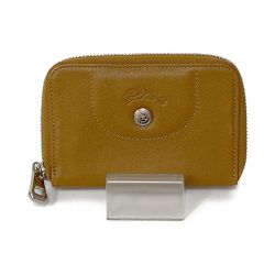 ◆◆ Longchamp ロンシャン コインケース カード入れ ミニ財布 レザー 型押し  L3606 ブラウン Aランク