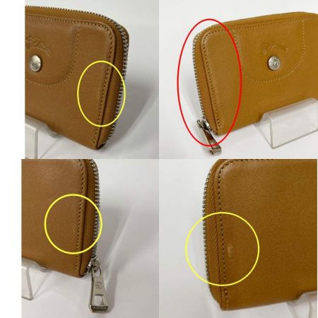  Longchamp ロンシャン コインケース カード入れ ミニ財布 レザー 型押し  L3606 ブラウン