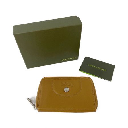  Longchamp ロンシャン コインケース カード入れ ミニ財布 レザー 型押し  L3606 ブラウン