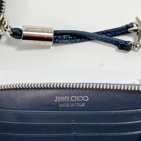  JIMMY CHOO ジミーチュウ 長財布　FILIPA CST STONE BLUE ※スタッズ一部変色有 ブルー