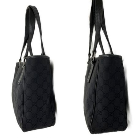  GUCCI グッチ GGキャンバス×レザー トート ショルダーバッグ 113019・203989  ブラック