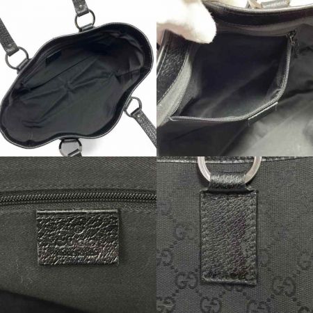  GUCCI グッチ GGキャンバス×レザー トート ショルダーバッグ 113019・203989  ブラック