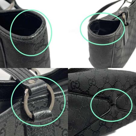  GUCCI グッチ GGキャンバス×レザー トート ショルダーバッグ 113019・203989  ブラック