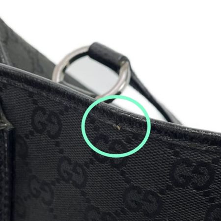  GUCCI グッチ GGキャンバス×レザー トート ショルダーバッグ 113019・203989  ブラック