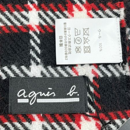  agnes b アニエスベー マフラー チェック柄 タグ付 レディース 未使用品 レッド ブラック