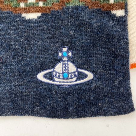  Vivienne Westwood ヴィヴィアン・ウエストウッド マフラー ロゴ柄 ウール オレンジ×グリーン