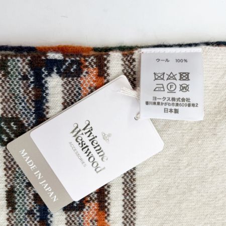  Vivienne Westwood ヴィヴィアン・ウエストウッド マフラー ロゴ柄 ウール オレンジ×グリーン