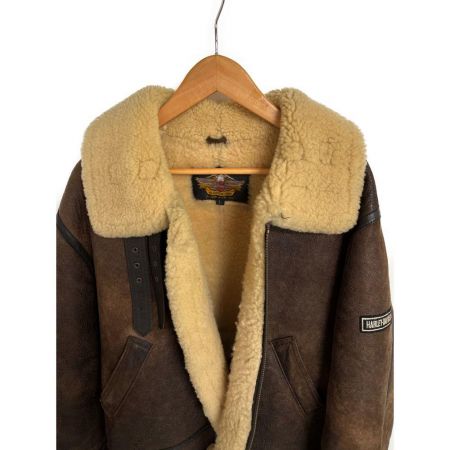  HARLEY-DAVIDSON ハーレーダビッドソン ムートンジャケット　羊毛皮　劣化あり　Lサイズ ブラウン