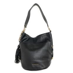 ◆◆ MICHAEL KORS マイケルコース フリンジ付き　バケツ型ショルダーバッグ 30S9GOKM2L ブラック Bランク