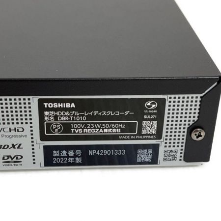  TOSHIBA 東芝 REGZA レグザブルーレイ　2022年製　1TB　 DBR-T1010 ブラック Aランク