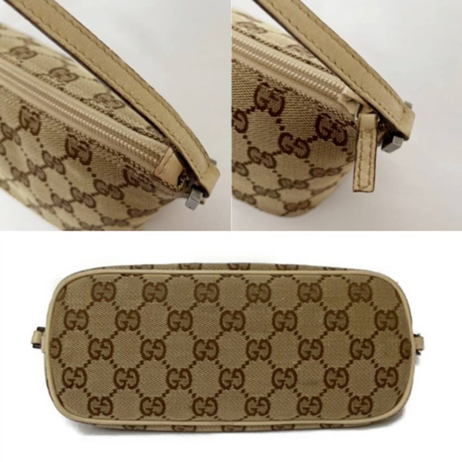 中古】 GUCCI グッチ アクセサリーポーチ GGキャンバス 07198 ブラウン