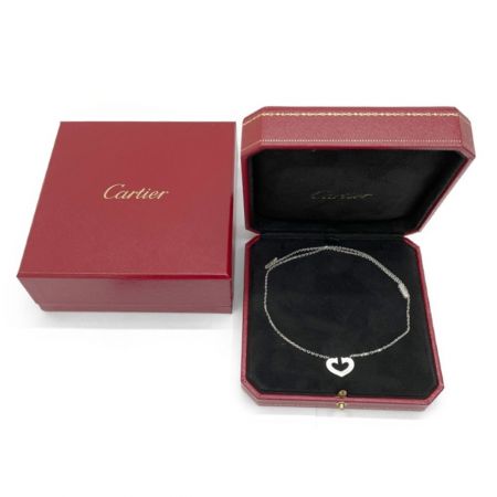  Cartier カルティエ  750　K18　ホワイトゴールド 総重量7.4ｇ Cハート　ネックレス 箱付