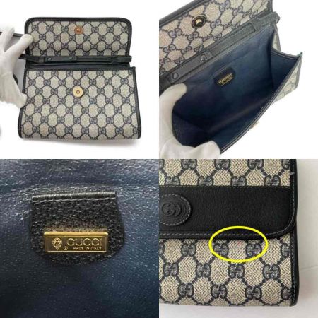  GUCCI グッチ ヴィンテージグッチ　オールドグッチ　ショルダーバッグ　ペン跡有 004891041 白/ネイビー