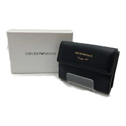 ◆◆ EMPORIO ARMANI エンポリオアルマーニ 3つ折り財布 Nero 箱付 YFW9B ブラック Aランク