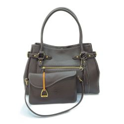 ◆◆ Somes Saddle ソメスサドル ハンドバッグ　ミニバッグ付き　 ダークブラウン Aランク