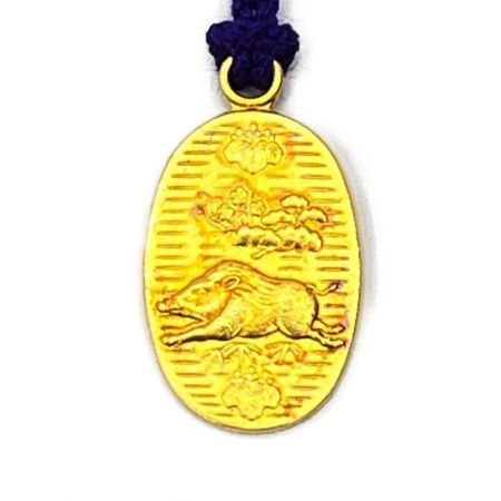    平成7年干支「亥」 福小判根付　ストラップ　木箱入り　18金製　3.7ｇ