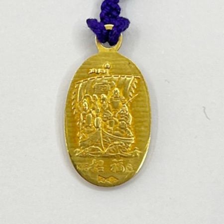    平成8年干支「子歳」七福神招福小判根付　ストラップ　木箱入り　18金製　4.2ｇ