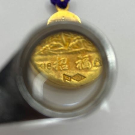    平成8年干支「子歳」七福神招福小判根付　ストラップ　木箱入り　18金製　4.2ｇ