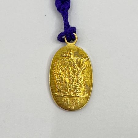    平成9年干支「丑歳」七福神招福小判根付　ストラップ　木箱入り　18金製　3.8ｇ