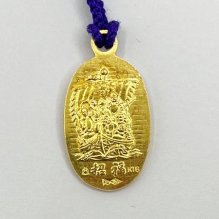    平成11年干支「卯歳」七福神招福小判根付　ストラップ　木箱入り　18金製　4.0ｇ