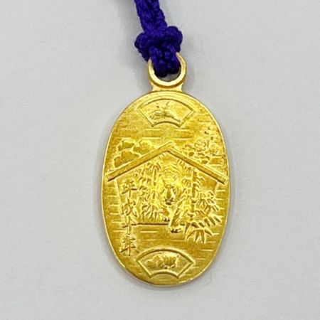   平成10年干支「寅歳」七福神招福小判根付　ストラップ　木箱入り　18金製　4.0ｇ 