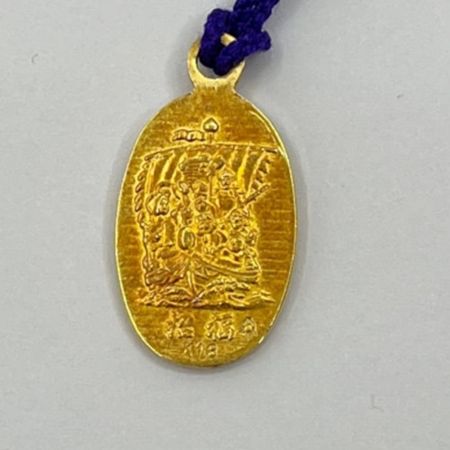   平成10年干支「寅歳」七福神招福小判根付　ストラップ　木箱入り　18金製　4.0ｇ 