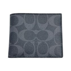 ◆◆ COACH コーチ 二つ折り財布 シグネチャー F66551 グレー Aランク