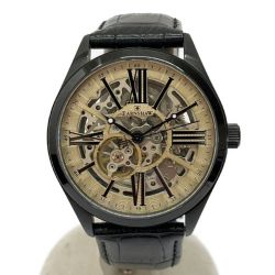 ◆◆ EARNSHAW 自動巻き  腕時計 レザー スケルトン ローマインデックス  8037 Bランク