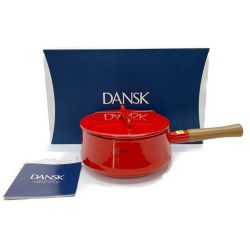◆◆ DANSK 18cm 鍋 片手鍋 DANSK 18cm  ホーロー鍋　ガス火・IH対応 チリレッド Sランク