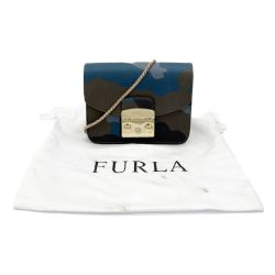 ◆◆ FURLA フルラ メトロポリス チェーンショルダーバッグ 迷彩柄 カモフラージュ オリーブ Aランク