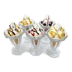 ◆◆  食品サンプル　ソフトクリームパフェ　5個まとめ　穴？あり 直径約20cm Bランク