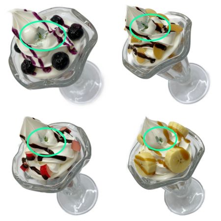   食品サンプル　ソフトクリームパフェ　5個まとめ　穴？あり 直径約20cm