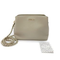 ◆◆ FURLA フルラ  ショルダーバッグ 　チェーンショルダーバッグ グレー Aランク
