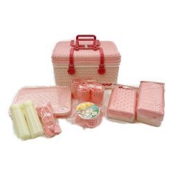 ◆◆  レトロ雑貨　昭和レトロ ピクニック　10点セット　プラスティック　バスケット　サンドイッチケース他 Aランク