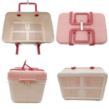   レトロ雑貨　昭和レトロ ピクニック　10点セット　プラスティック　バスケット　サンドイッチケース他