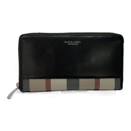  BLACK LABEL クレストブリッジ ラウンドジップ長財布 ブラック 端、角スレあり