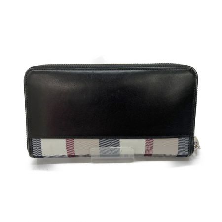  BLACK LABEL クレストブリッジ ラウンドジップ長財布 ブラック 端、角スレあり