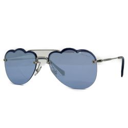 ◆◆ MIU MIU アイウェア　サングラス　メタル　ケース付 OMU56US ブルー Sランク