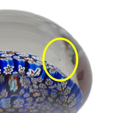  MURANO ベネチアングラス 　ペーパーウエイト　置物　文鎮　直径約9.0cm ブルー系