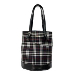 ◆◆ Burberrys バーバリーズ トートバッグ　　バケツ型　ブラック　チェック ブラック Bランク
