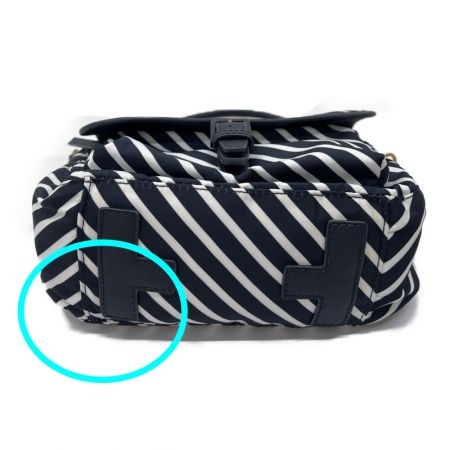  TORY BURCH トリーバーチ 2WAYバッグ ショルダー　ハンド　ナイロン 10006011 ネイビー×ホワイト x ホワイト ストライプ柄