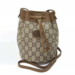 ◆◆ GUCCI PLUS オールドグッチ　ショルダーバッグ  ミニ巾着　GGプラス ブラウン Bランク
