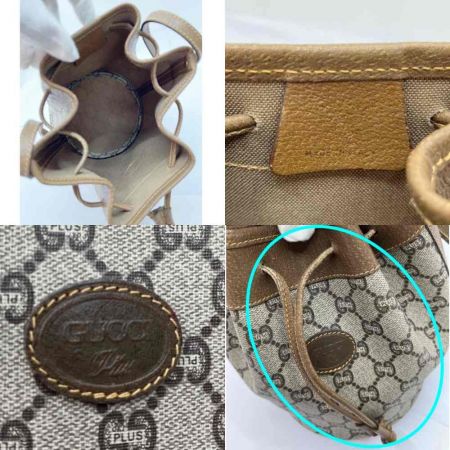  GUCCI PLUS オールドグッチ　ショルダーバッグ  ミニ巾着　GGプラス ブラウン