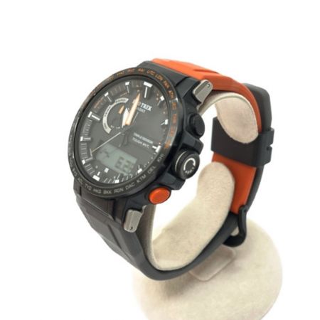  CASIO カシオ プロトレック　デジアナ腕時計 日本フリークライミング協会 PETZLコラボモデル PRW-60YJP オレンジ x グレー