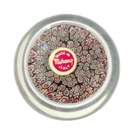  MURANO ベネチアングラス 　ペーパーウエイト　置物　文鎮　直径約6.5～7.0cm　キズ有 レッド系