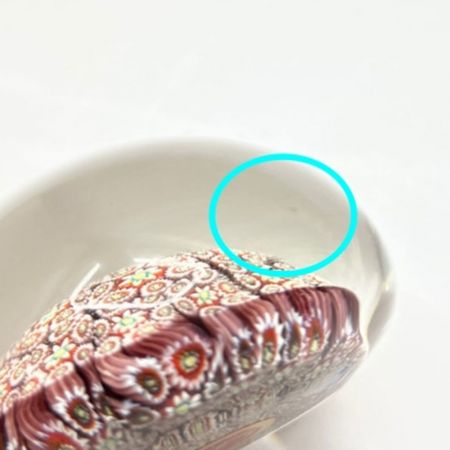  MURANO ベネチアングラス 　ペーパーウエイト　置物　文鎮　直径約6.5～7.0cm　キズ有 レッド系