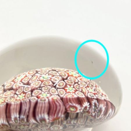  MURANO ベネチアングラス 　ペーパーウエイト　置物　文鎮　直径約6.5～7.0cm　キズ有 レッド系