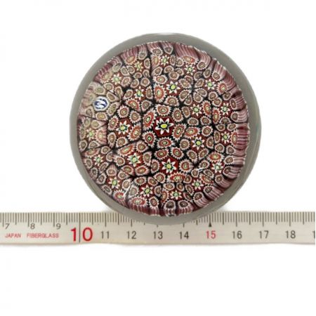  MURANO ベネチアングラス 　ペーパーウエイト　置物　文鎮　直径約6.5～7.0cm　キズ有 レッド系