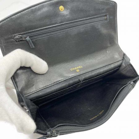  CHANEL シャネル 長財布　エナメル　ブラック　黒　ココマーク 4956722