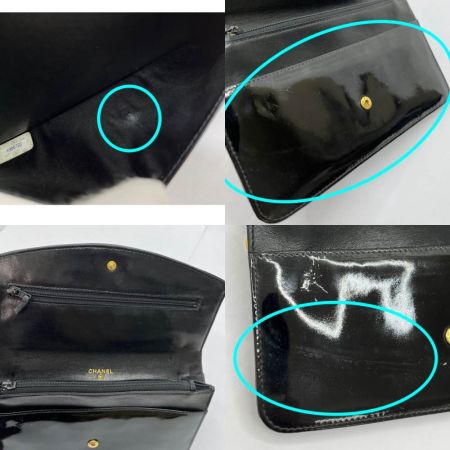  CHANEL シャネル 長財布　エナメル　ブラック　黒　ココマーク 4956722